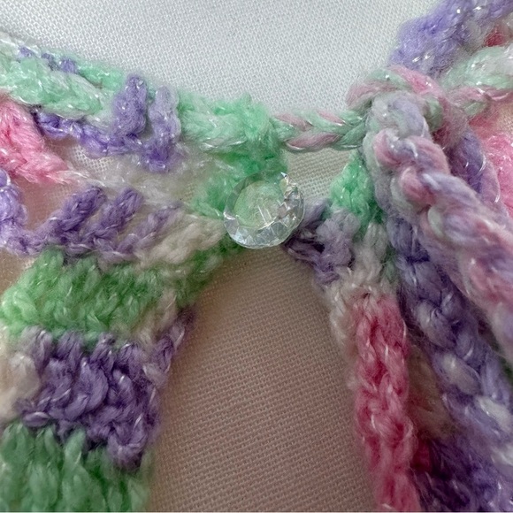 Handmade Crocheted Pastel Purple Pink Mint Green Capelet‎ Cape Poncho Shawl OSFM - Picture 7 of 7
